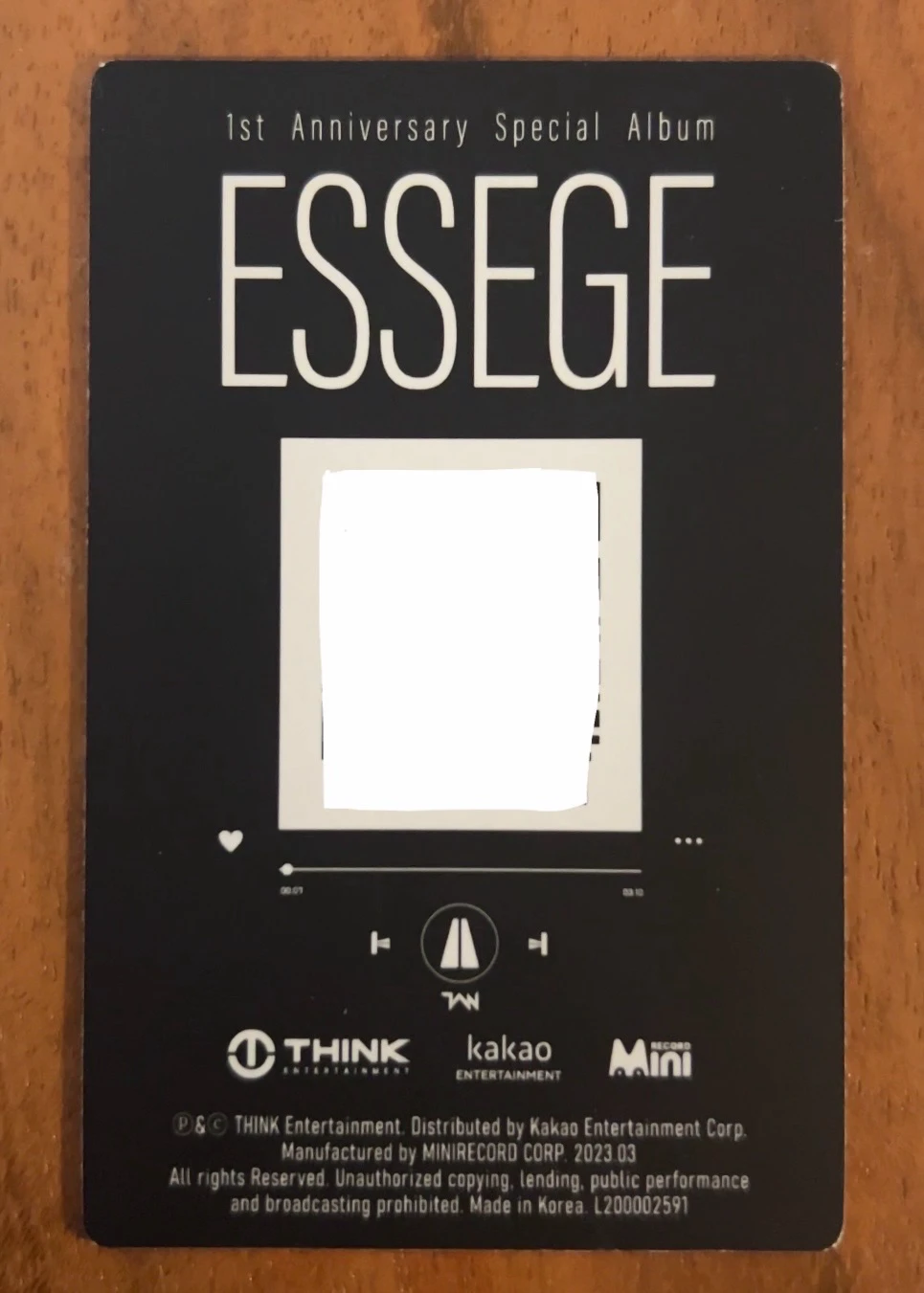 TAN Jooan TAN - Jooan - ESSEGE Album album photocard black version qr card listing photo 2