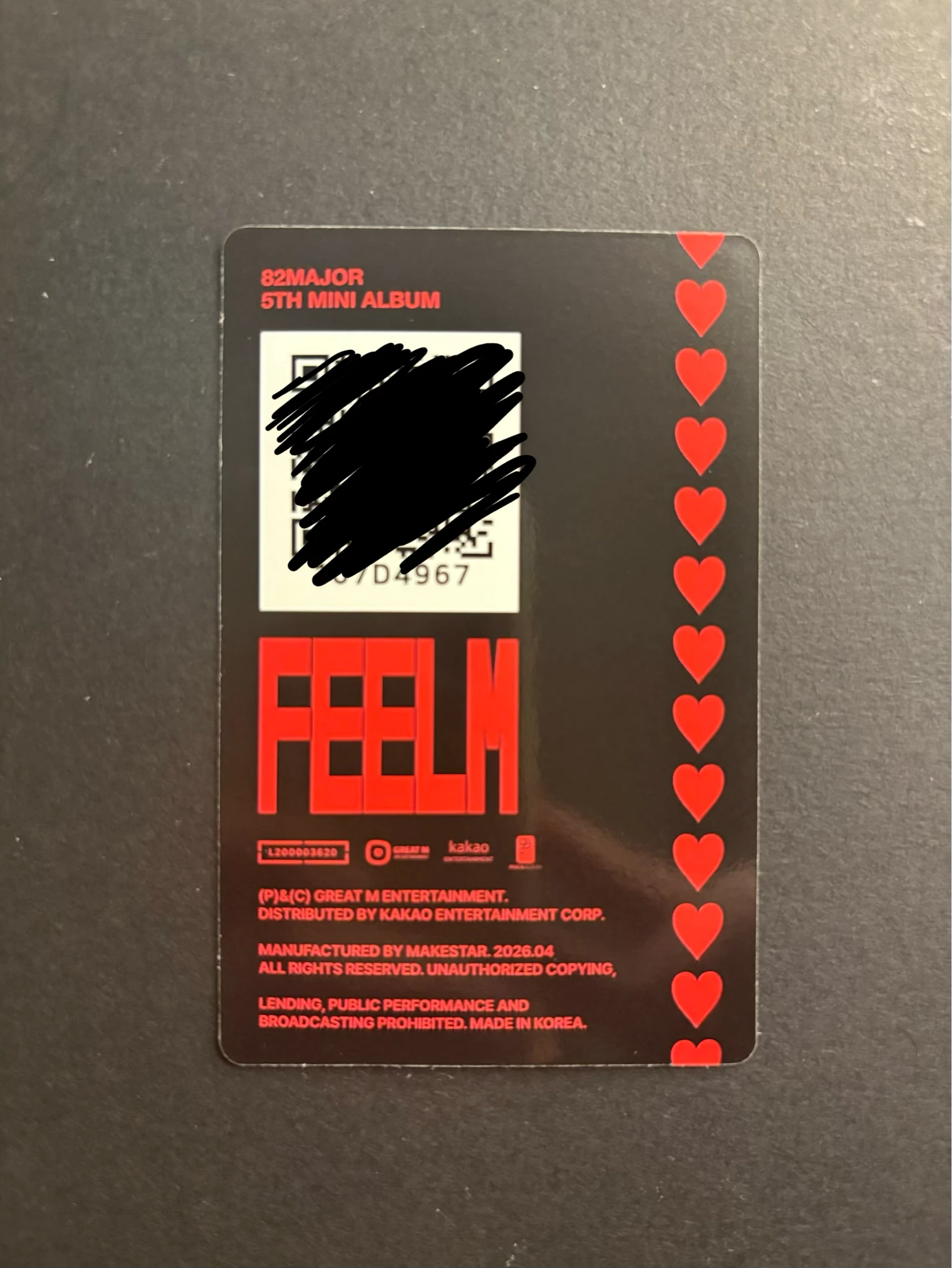 82Major Seokjoon 82Major - Seokjoon - FEELM Album qr card poca album listing photo 2