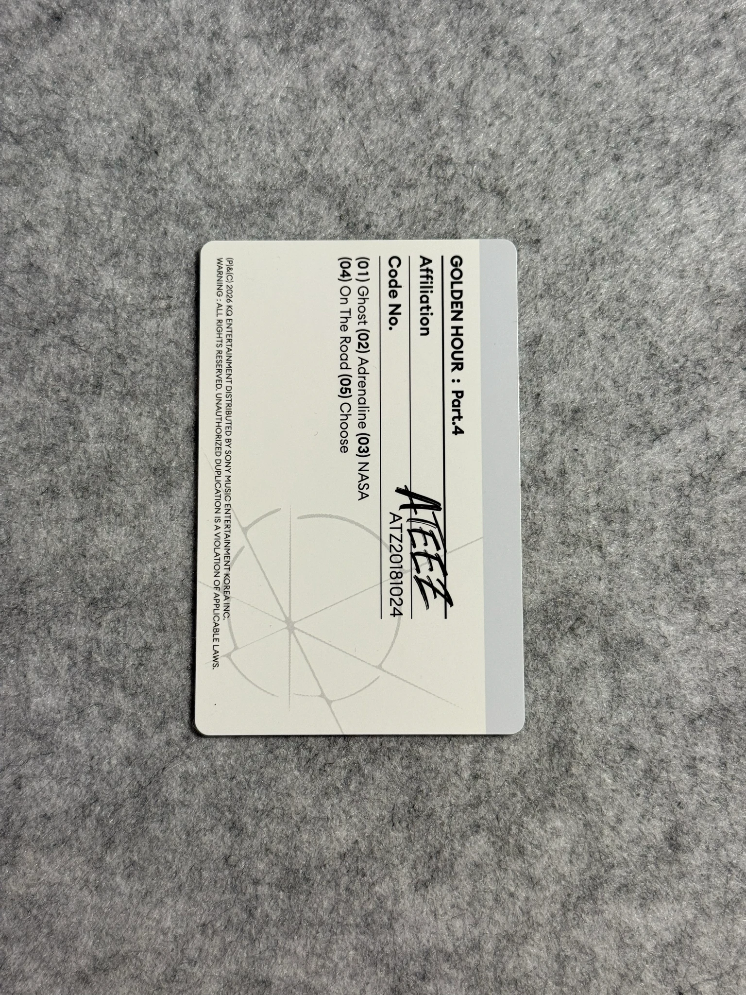 ATEEZ Hongjoong ATEEZ - Hongjoong - Golden Hour : Part.4 Album Z version album photocard listing photo 2