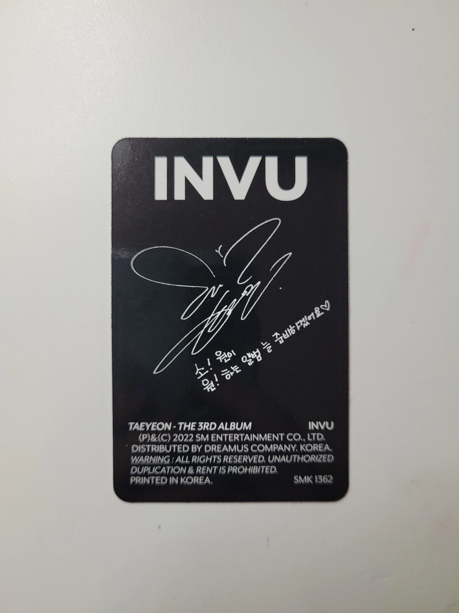 Taeyeon Taeyeon Taeyeon - Taeyeon - INVU Album album photocard limited version solo album listing photo 2
