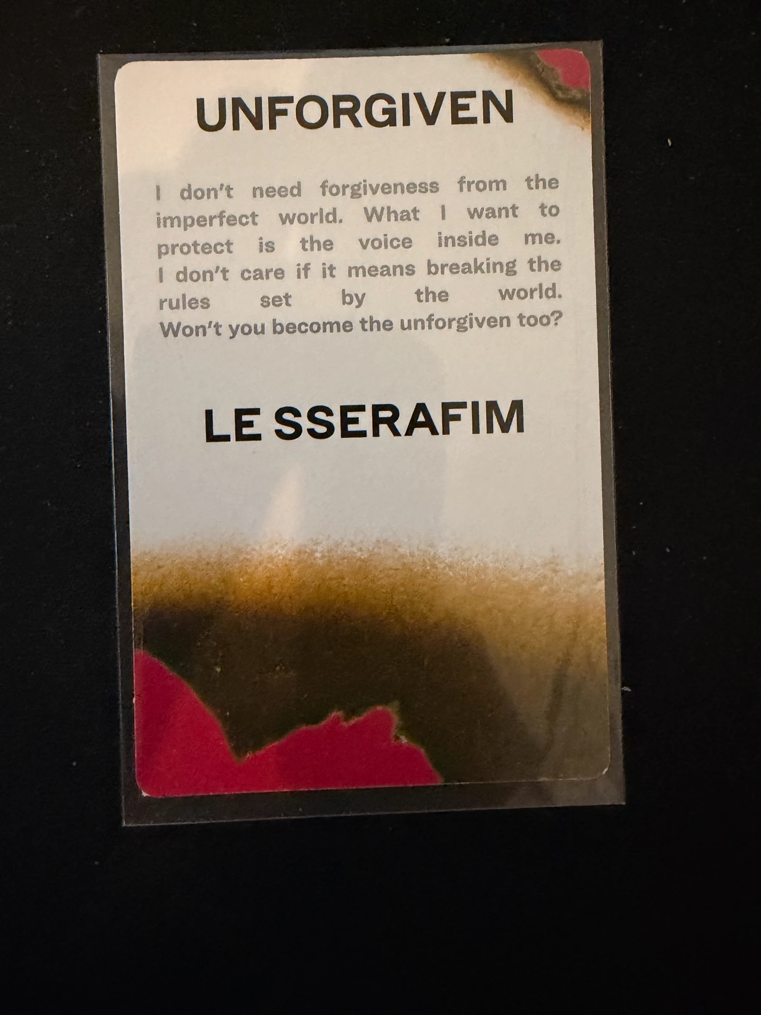 LE SSERAFIM Huh Yunjin LE SSERAFIM - Huh Yunjin - UNFORGIVEN Album album photocard dusty amber ver. listing photo 2