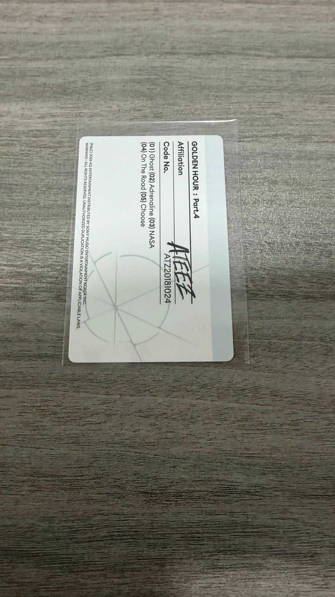 ATEEZ Hongjoong ATEEZ - Hongjoong - Golden Hour : Part.4 Album Z version album photocard listing photo 2