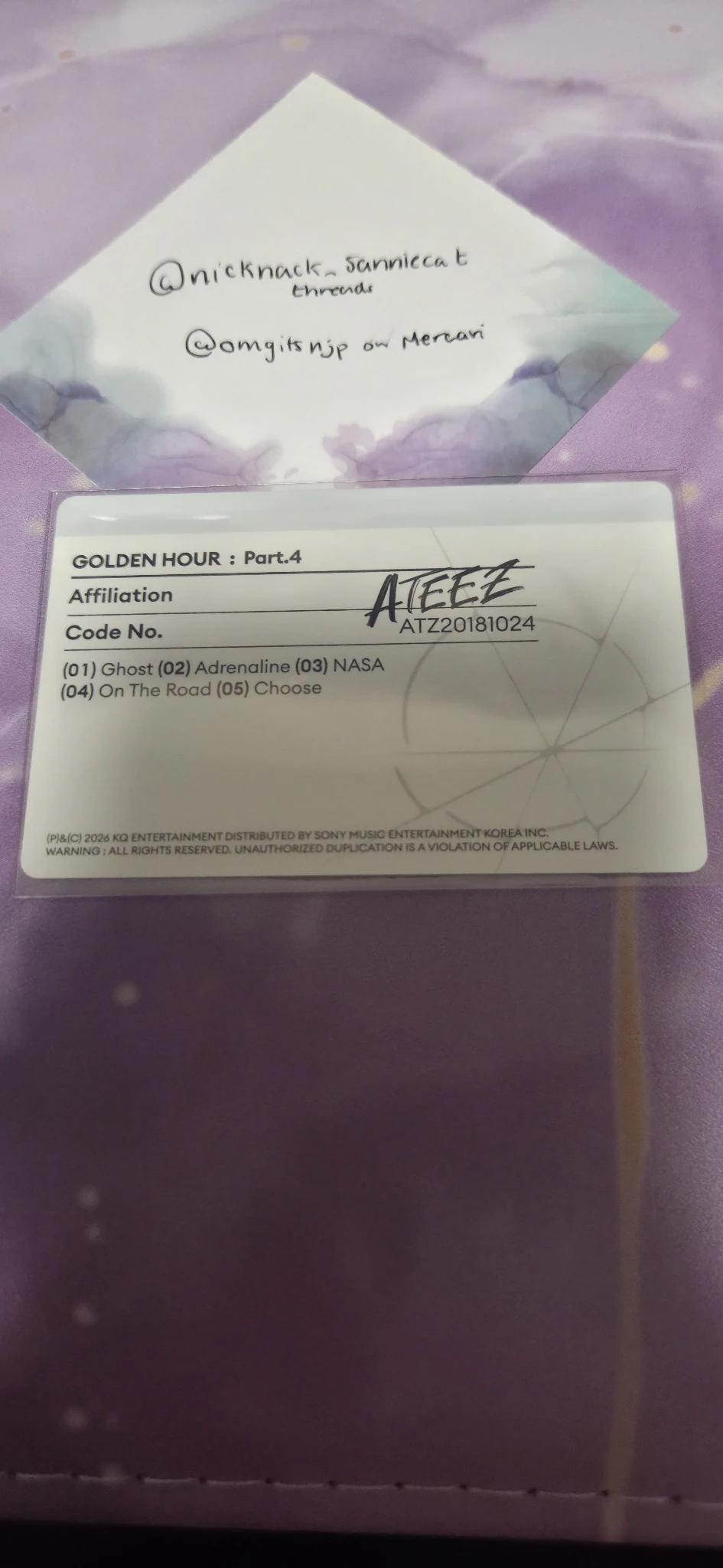 ATEEZ Yeosang ATEEZ - Yeosang - Golden Hour : Part.4 Album Z version album photocard listing photo 2
