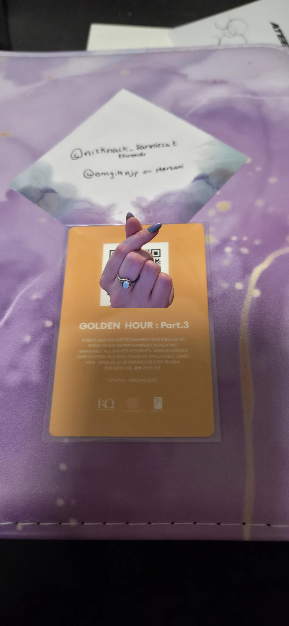 ATEEZ Mingi ATEEZ - Mingi - Golden Hour : Part.3 Album - qr card - poca album listing photo 2
