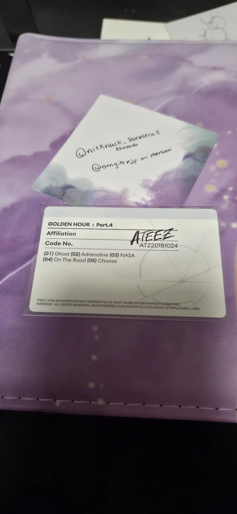 ATEEZ Jongho ATEEZ - Jongho - Golden Hour : Part.4 Album album photocard Z version version 2 listing photo 2