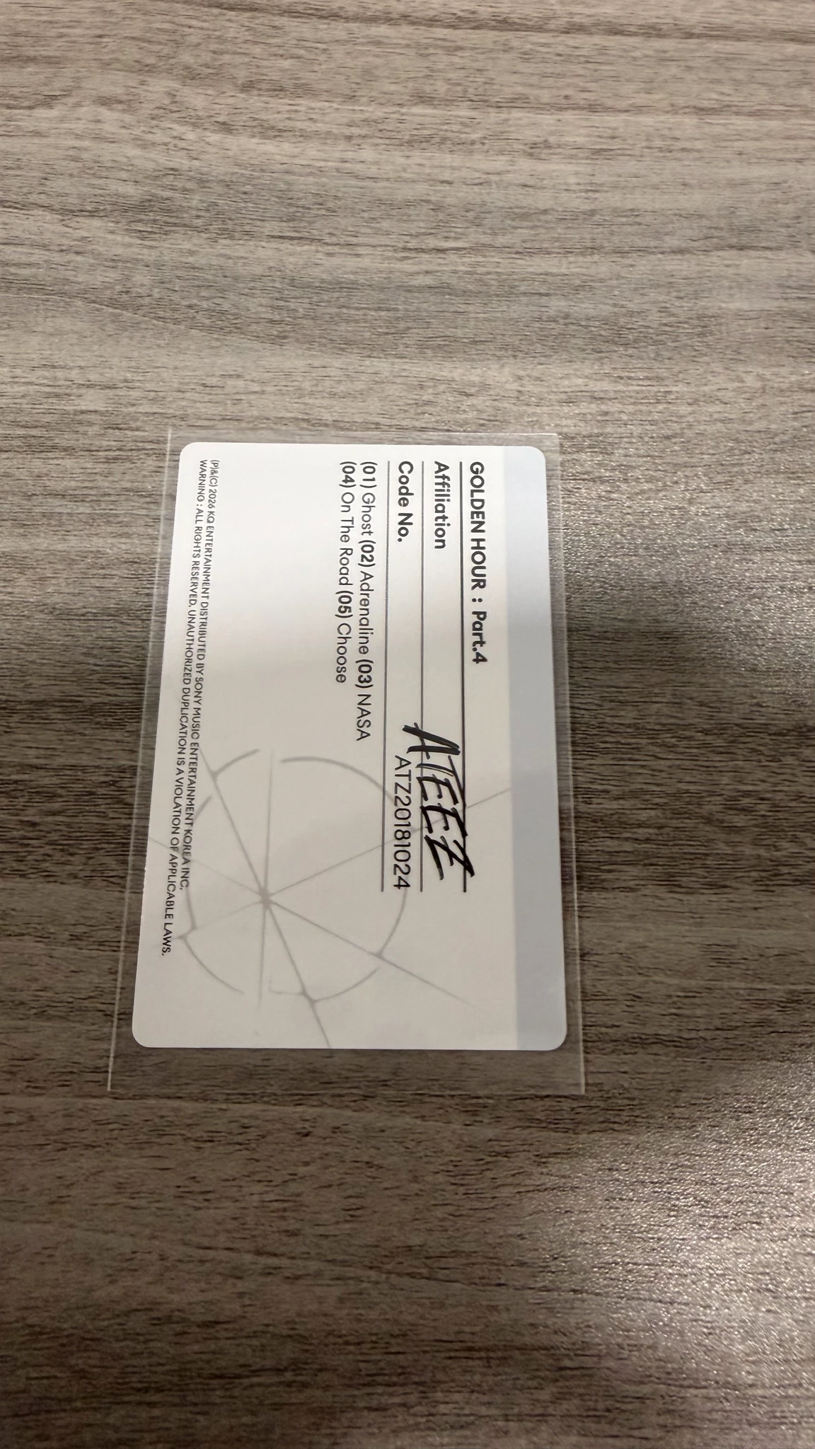 ATEEZ Seonghwa ATEEZ - Seonghwa - Golden Hour : Part.4 Album Z version version 2 album photocard listing photo 2