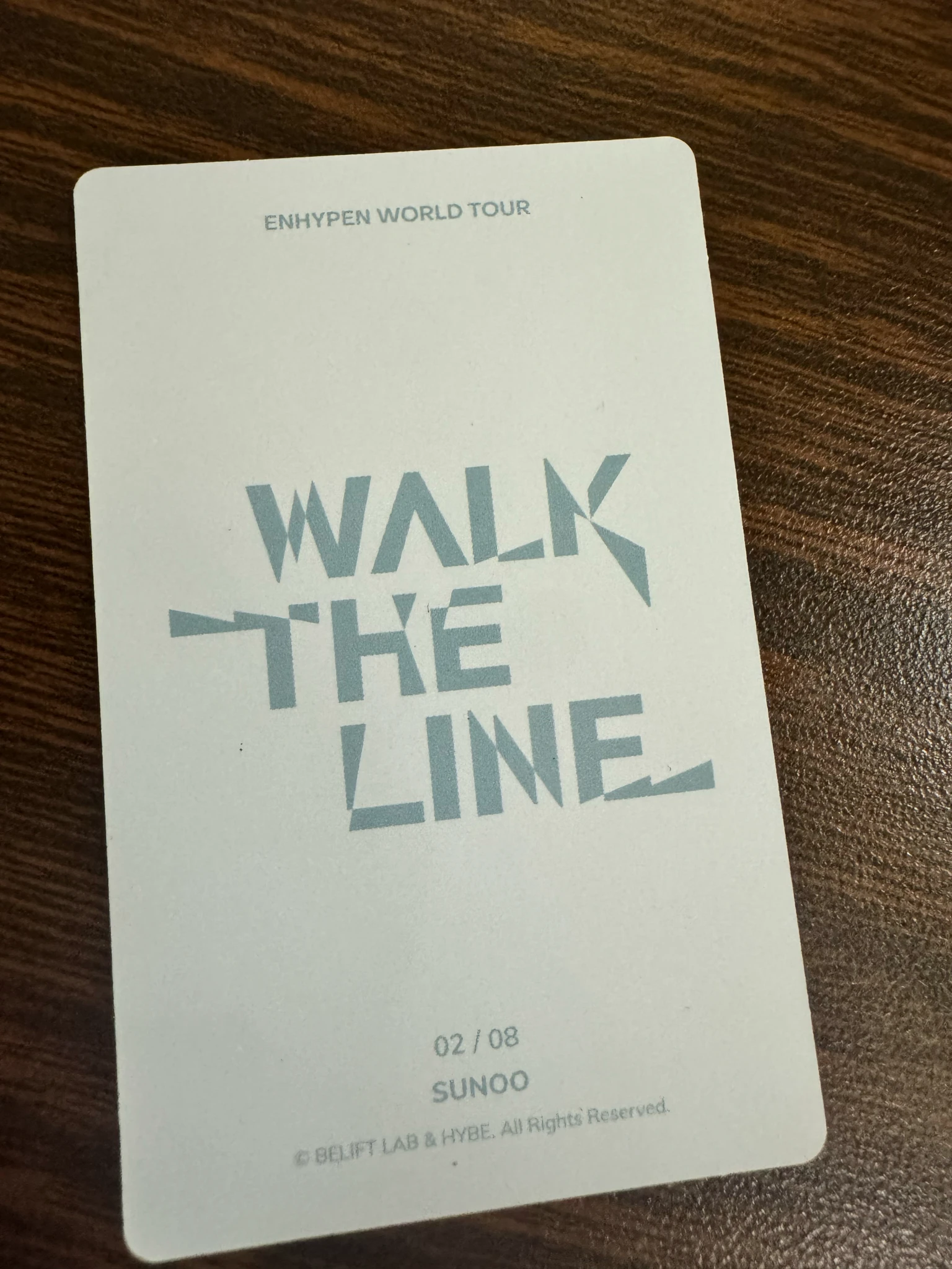 ENHYPEN Sunoo ENHYPEN - Sunoo - 'WALK THE LINE' World Tour Event trading card merch photocard listing photo 2