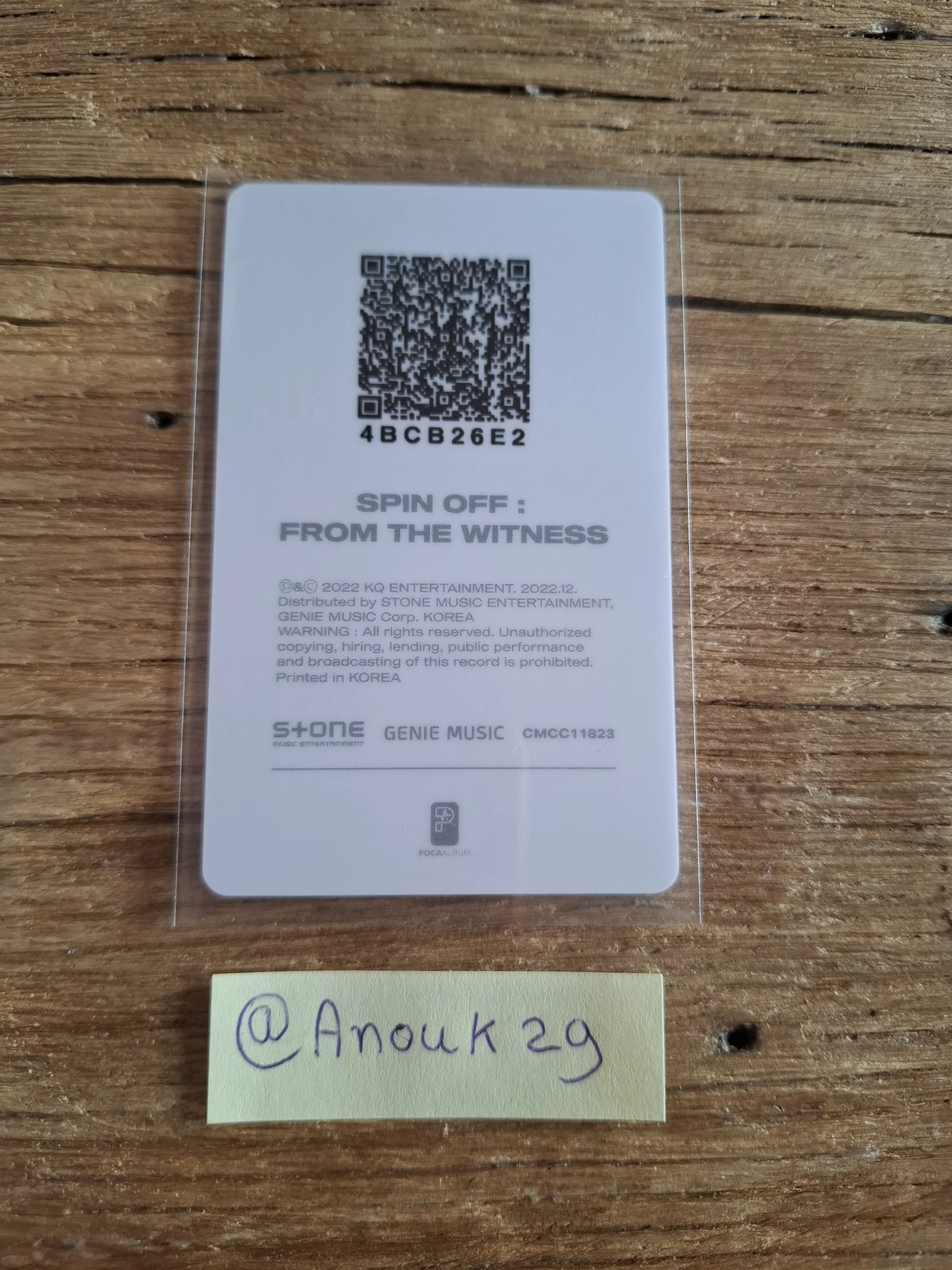 ATEEZ Jongho ATEEZ - Jongho - SPIN OFF : FROM THE WITNESS Album album photocard A version qr card listing photo 2
