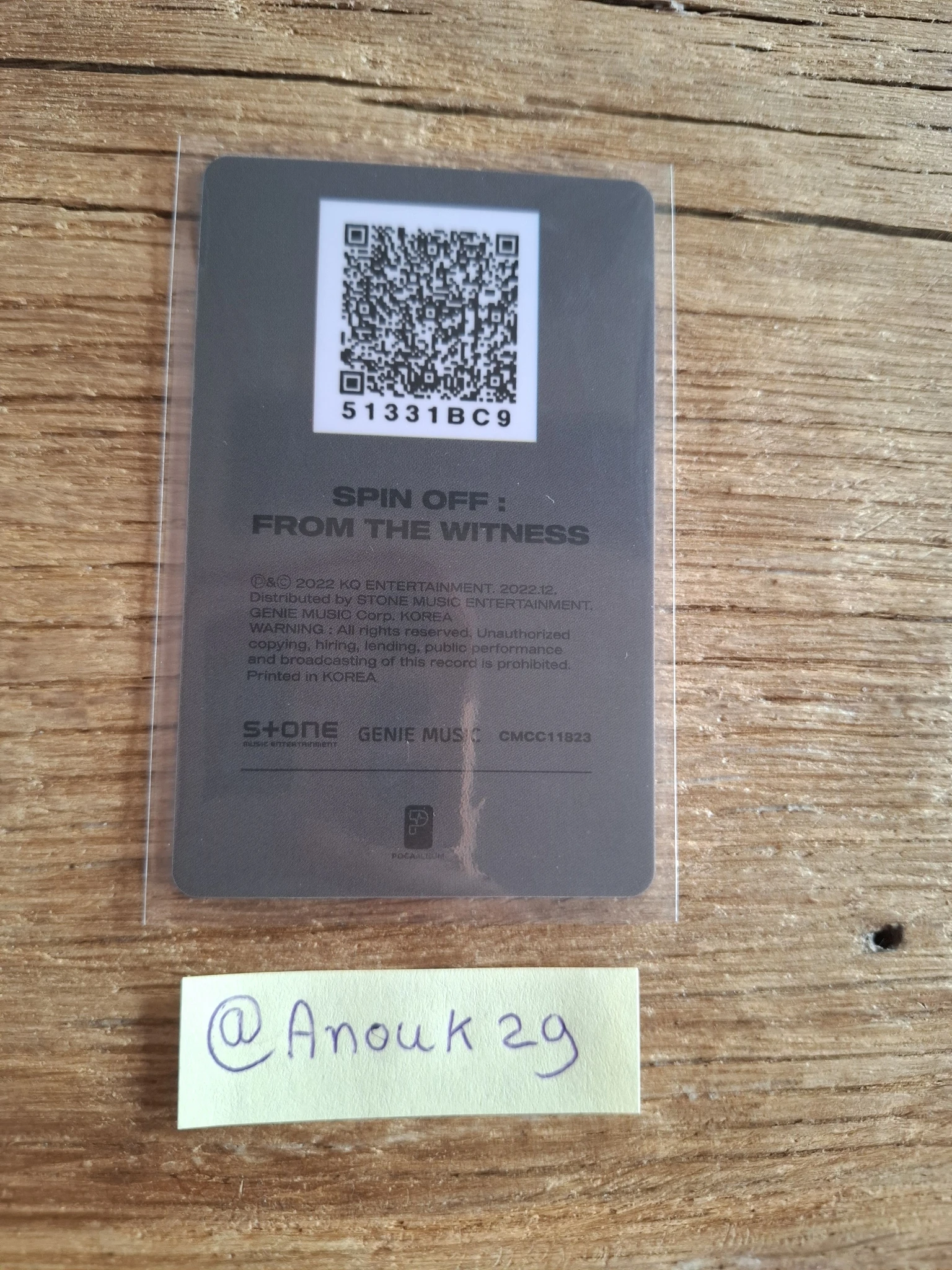 ATEEZ Jongho ATEEZ - Jongho - SPIN OFF : FROM THE WITNESS Album album photocard Z version qr card listing photo 2