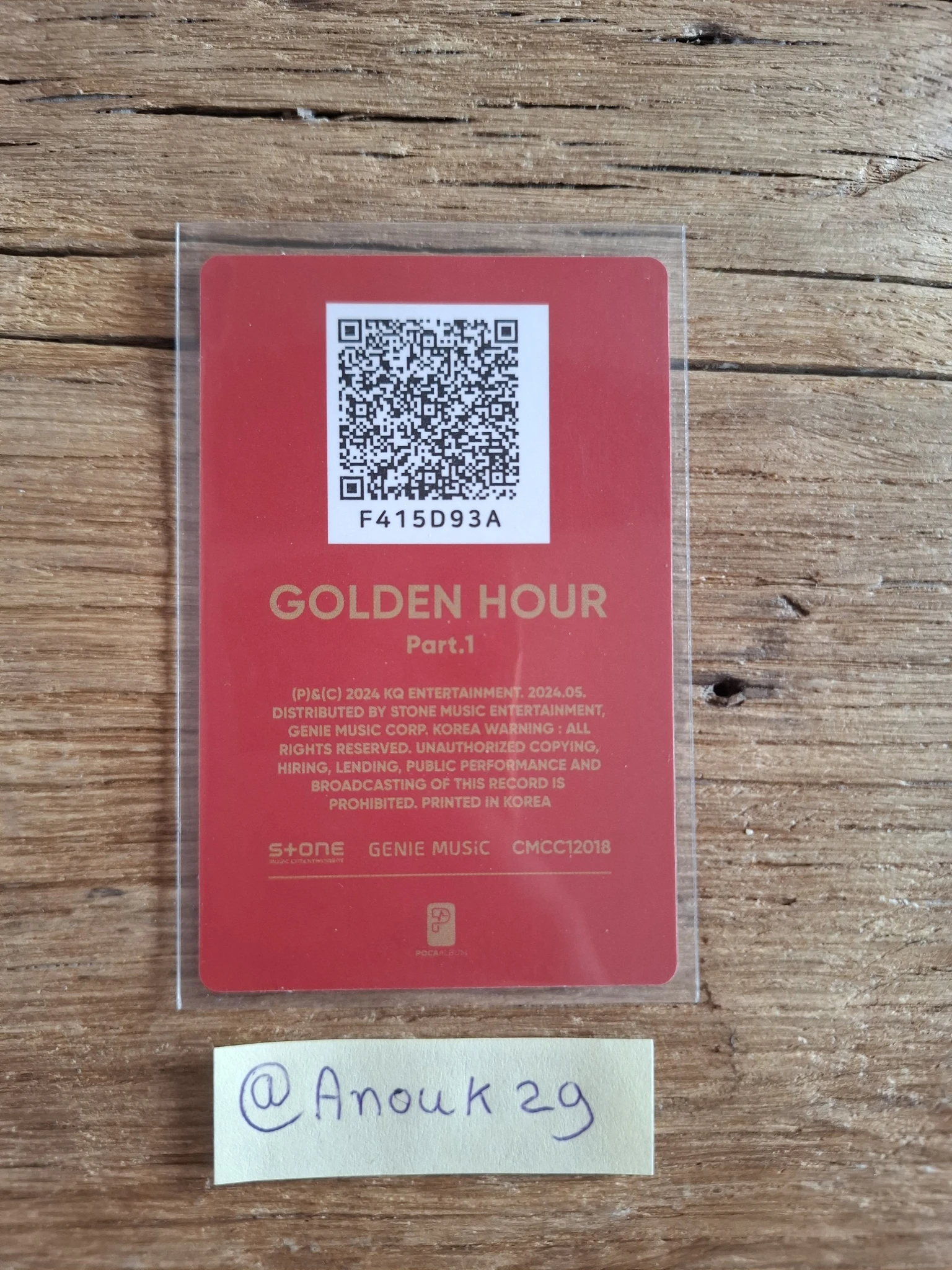 ATEEZ Jongho ATEEZ - Jongho - Golden Hour : Part.1 Album poca album qr card listing photo 2