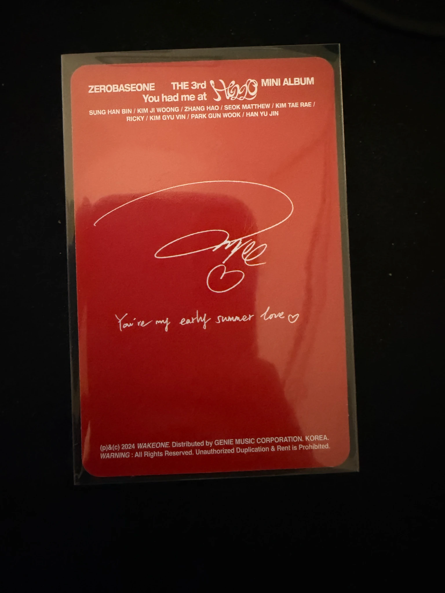 ZEROBASEONE Hao ZEROBASEONE - Hao - You had me at HELLO Album album photocard eclipse version listing photo 2