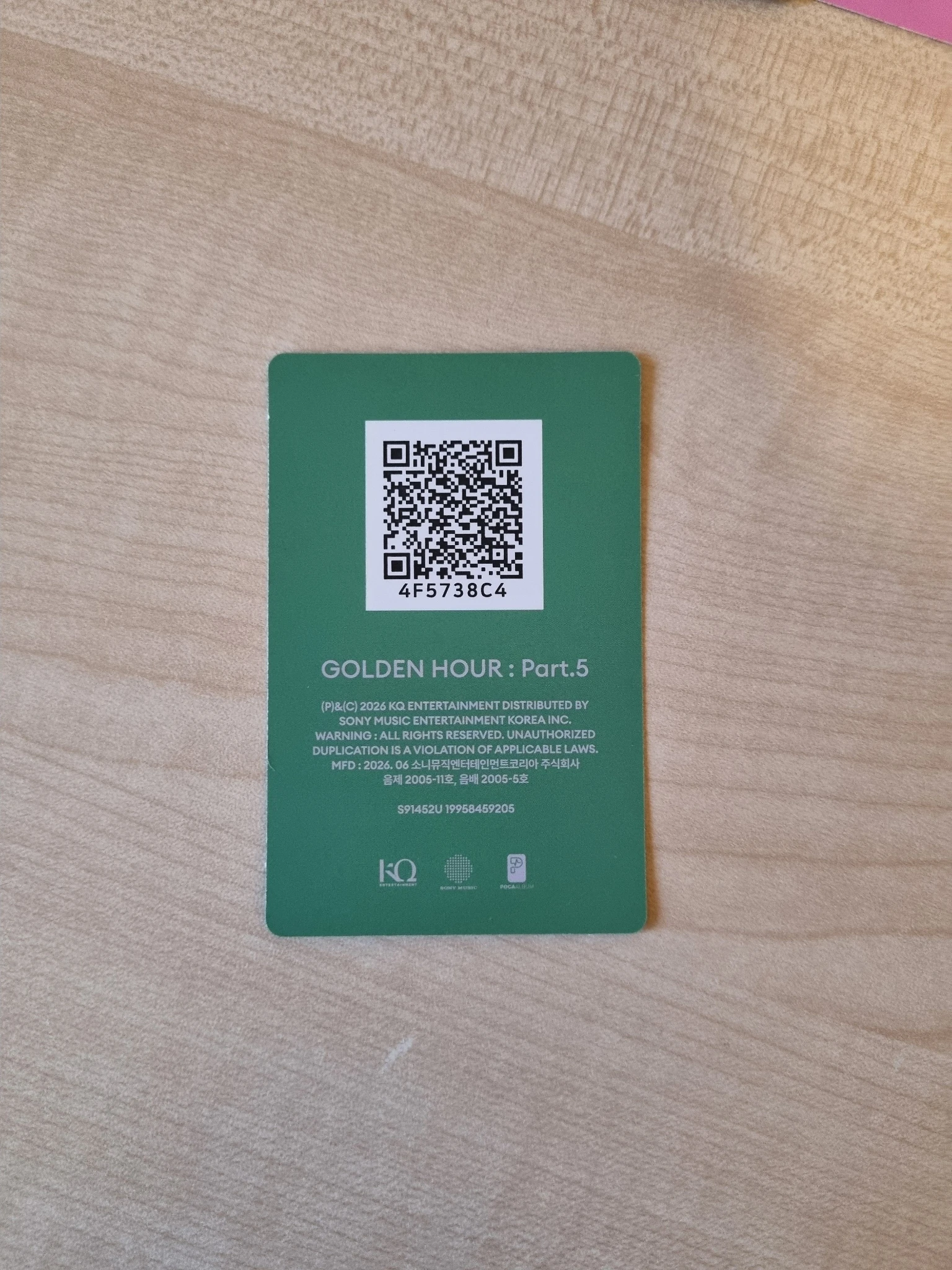 ATEEZ Yunho ATEEZ - Yunho - GOLDEN HOUR : Part.5 Album qr card poca album Z version album photocard listing photo 2