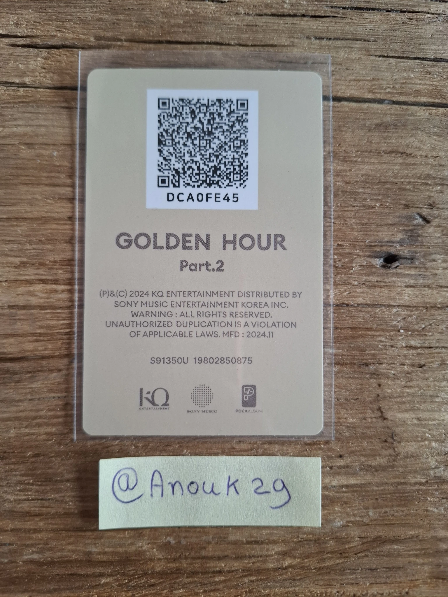 ATEEZ San ATEEZ - San - Golden Hour : Part 2 Album poca album qr card for version listing photo 2