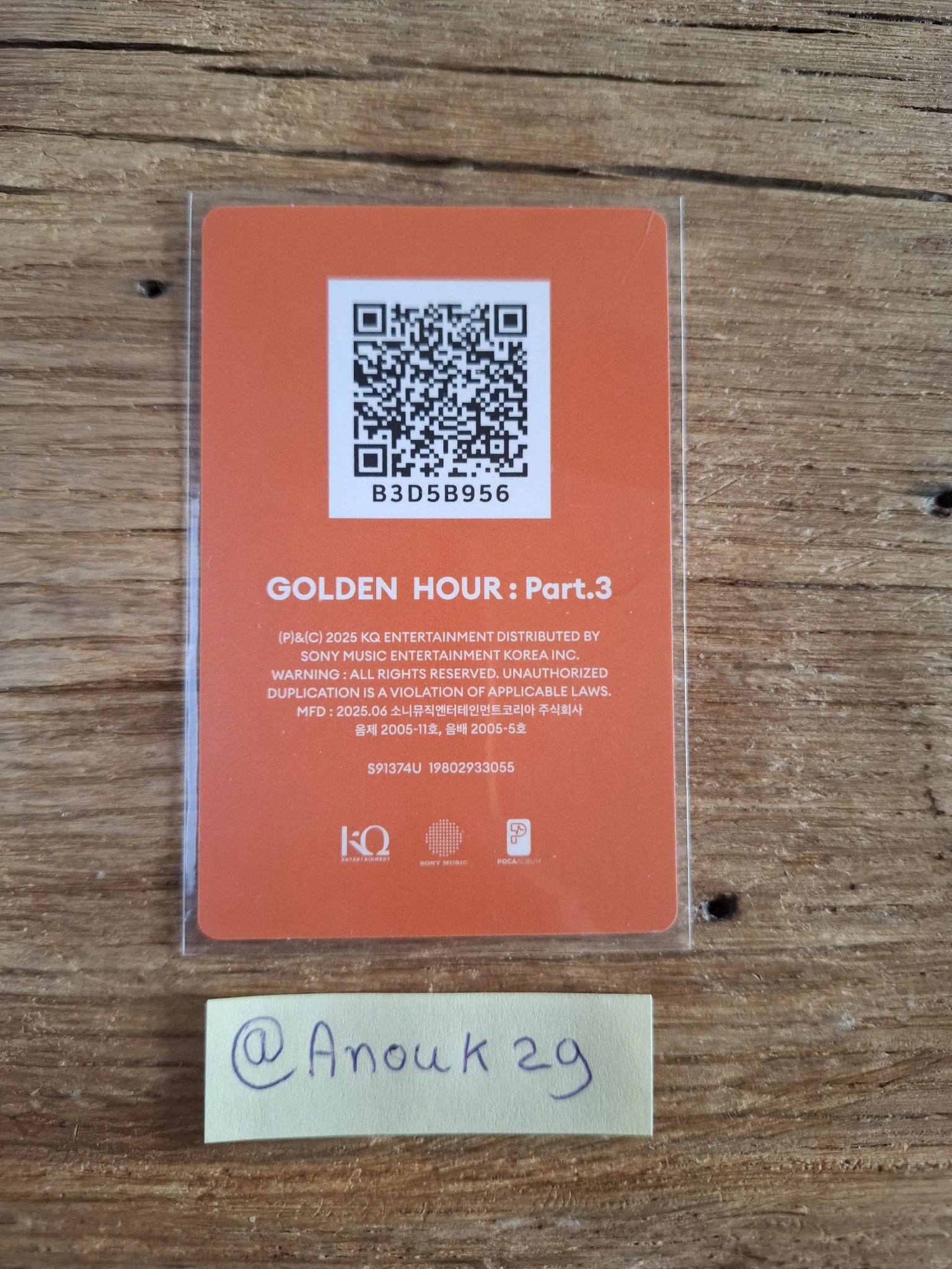 ATEEZ Yunho ATEEZ - Yunho - Golden Hour : Part.3 Album poca album qr card version 1 album photocard listing photo 2