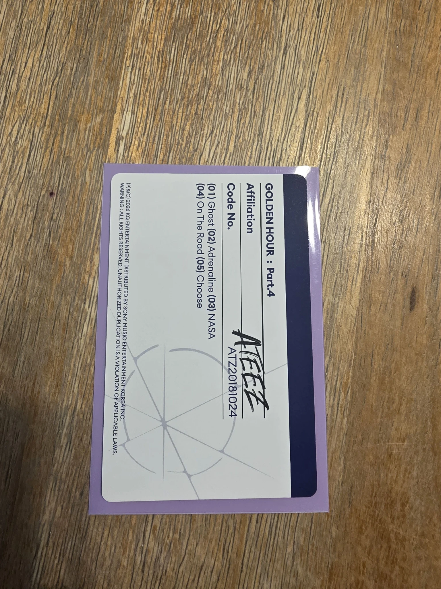 ATEEZ Seonghwa ATEEZ - Seonghwa - Golden Hour : Part.4 Album diary version album photocard listing photo 2