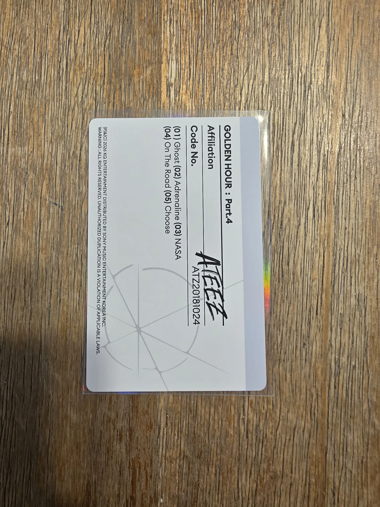 ATEEZ Hongjoong ATEEZ - Hongjoong - Golden Hour : Part.4 Album Z version album photocard listing photo 2