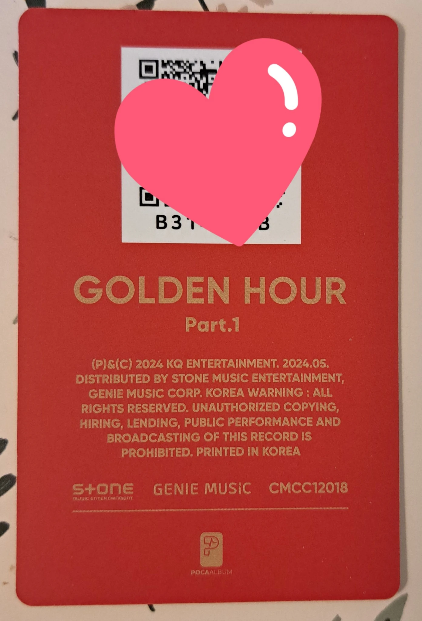ATEEZ Jongho ATEEZ - Jongho - Golden Hour : Part.1 Album poca album qr card listing photo 3