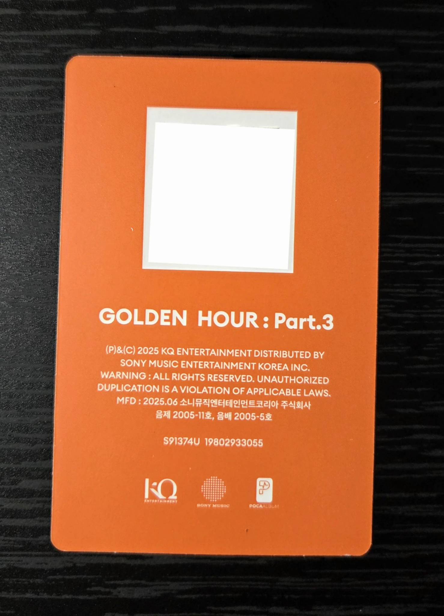 ATEEZ Seonghwa ATEEZ - Seonghwa - Golden Hour : Part.3 Album - Poca Album QR Card listing photo 3