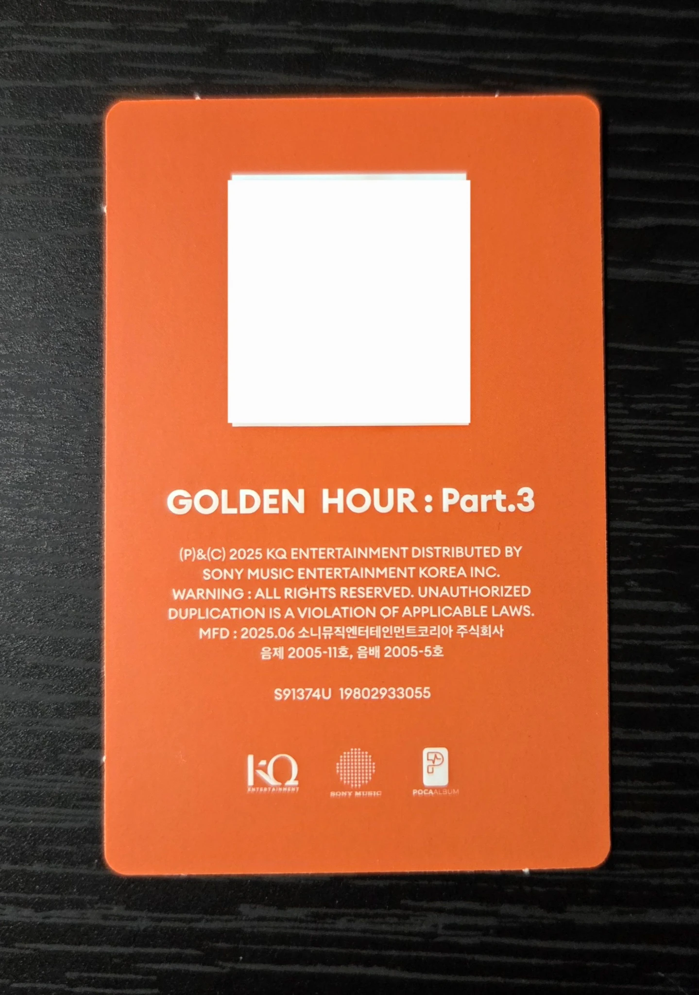 ATEEZ Hongjoong ATEEZ - Hongjoong - Golden Hour : Part.3 Album poca album qr ver. 1 listing photo 3