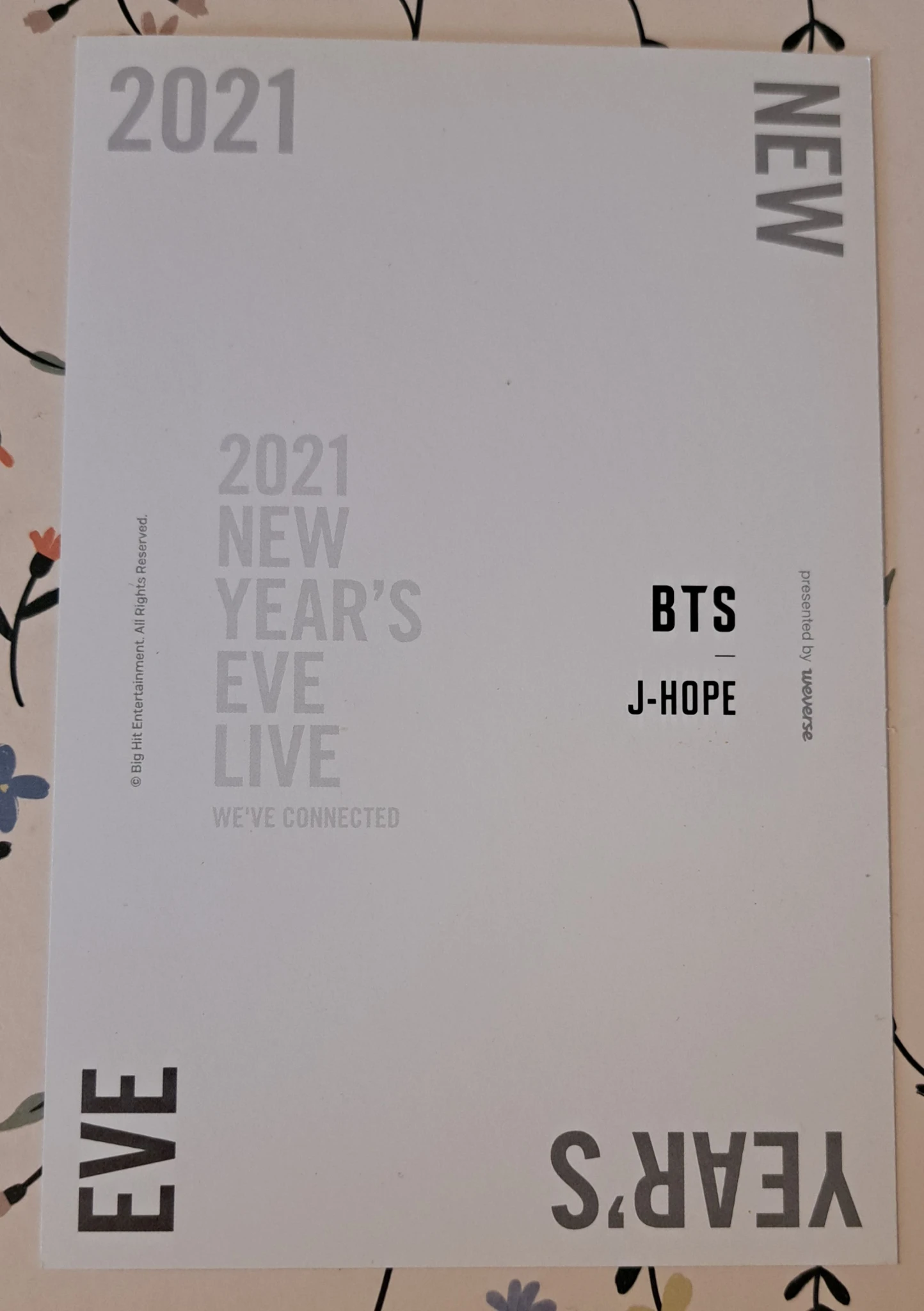 BTS j-hope BTS - j-hope - 2021 New Year's Eve Live Event postcard listing photo 3