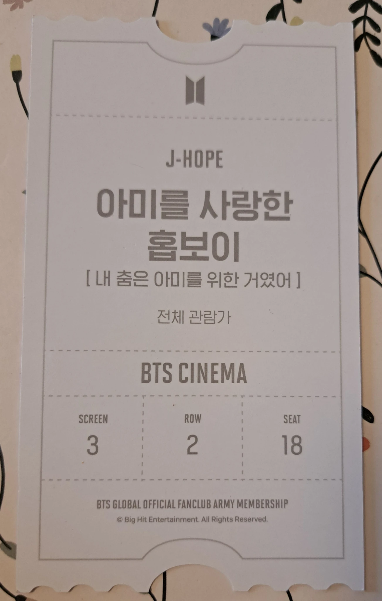 BTS j-hope BTS - j-hope - 6th ARMY Membership Kit  Other membership japan fanclub photo ticket listing photo 3