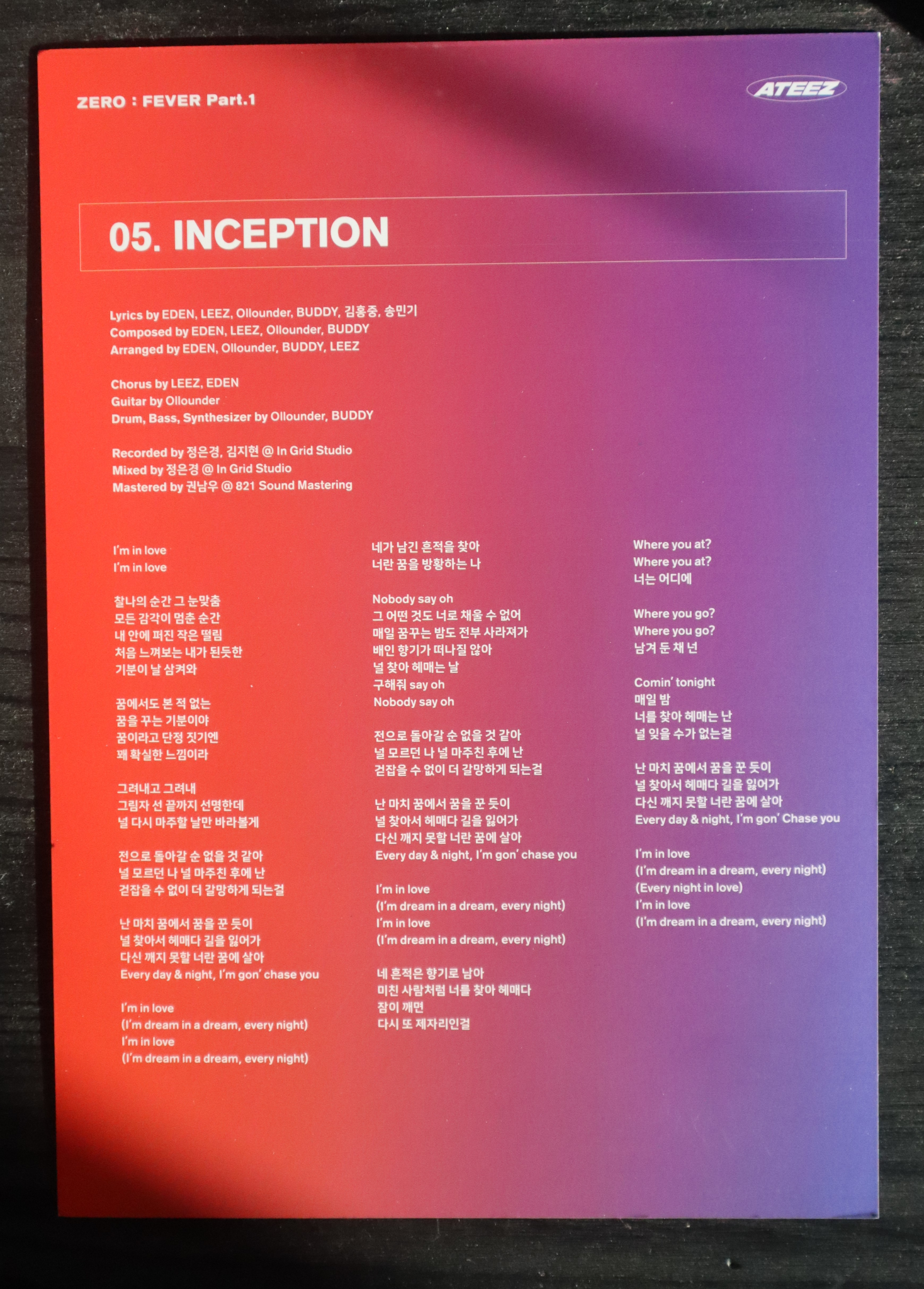 ATEEZ Mingi ATEEZ - Mingi - ZERO : FEVER Part.1 Album album photocard image card Platform Inception ver. listing photo 4