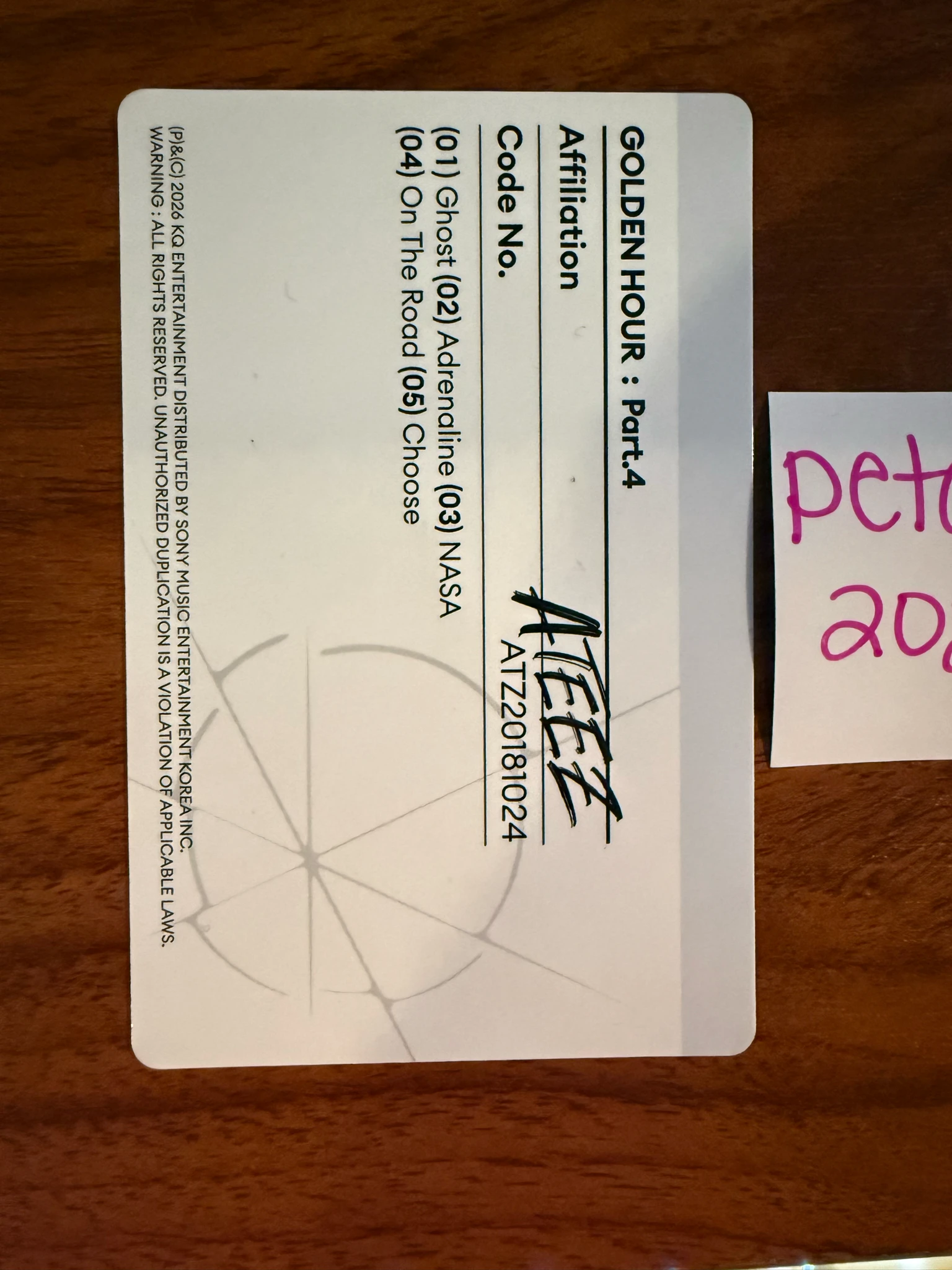 ATEEZ Mingi ATEEZ - Mingi - Golden Hour : Part.4 Album album photocard Z version listing photo 4