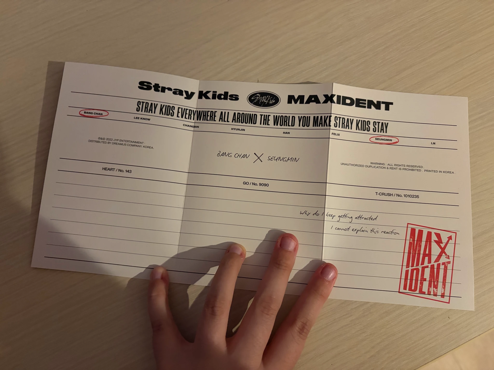 Stray Kids Stray Kids - Bang Chan & Seungmin - Maxident Album case version unit mini folded poster listing photo 4