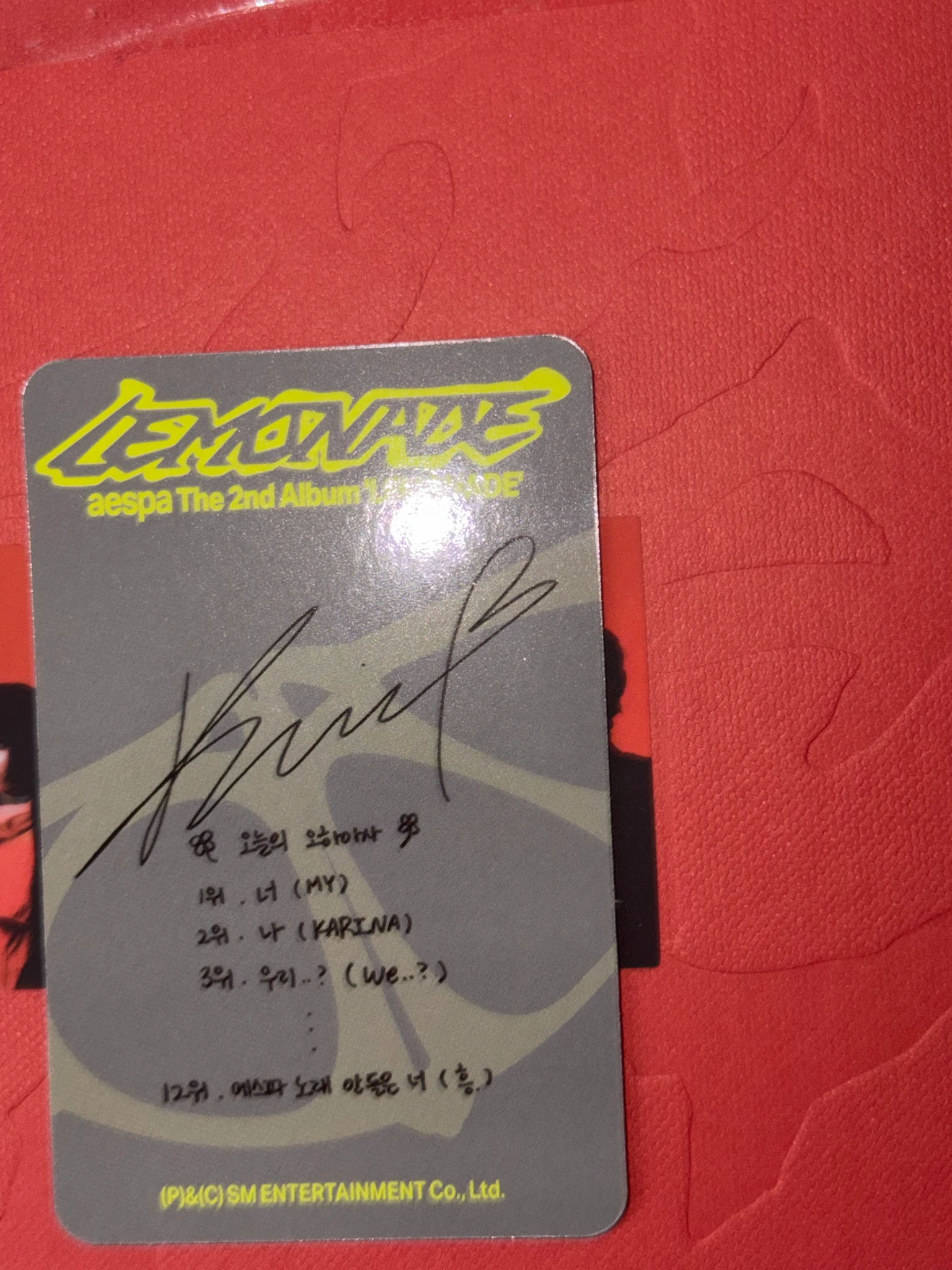aespa Karina aespa - Karina - Lemonade Album album photocard acid version listing photo 9