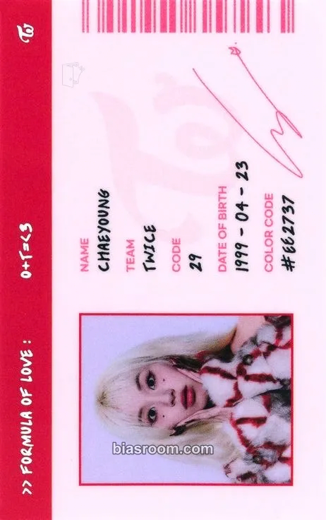 Chaeyoung Formula of Love: O+T=<3 Photocard - TWICE - TWICE K-pop photocard