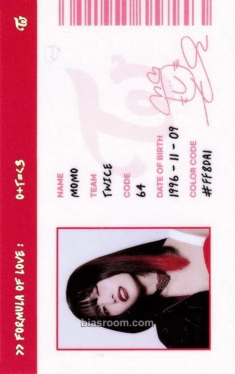 Momo Formula of Love: O+T=<3 Photocard - TWICE - TWICE K-pop photocard