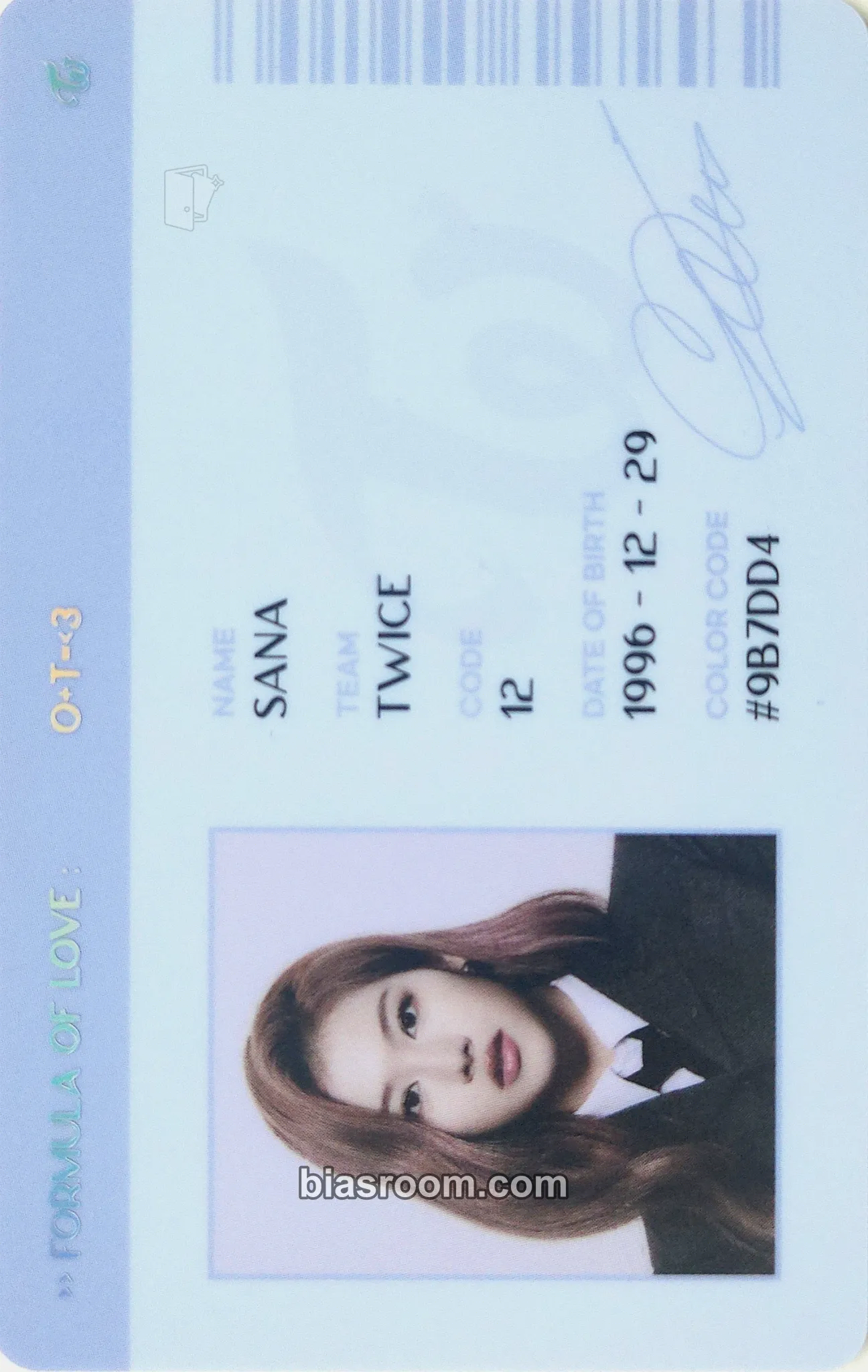 Sana Formula of Love: O+T=<3 Photocard - TWICE - TWICE K-pop photocard