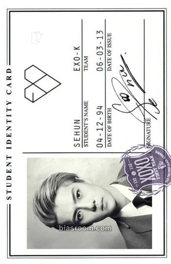 Sehun XOXO Photocard - EXO - EXO K-pop photocard