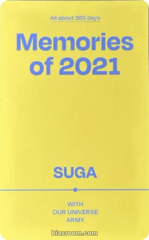 SUGA Memories of 2021 Photocard - BTS | Bias Room