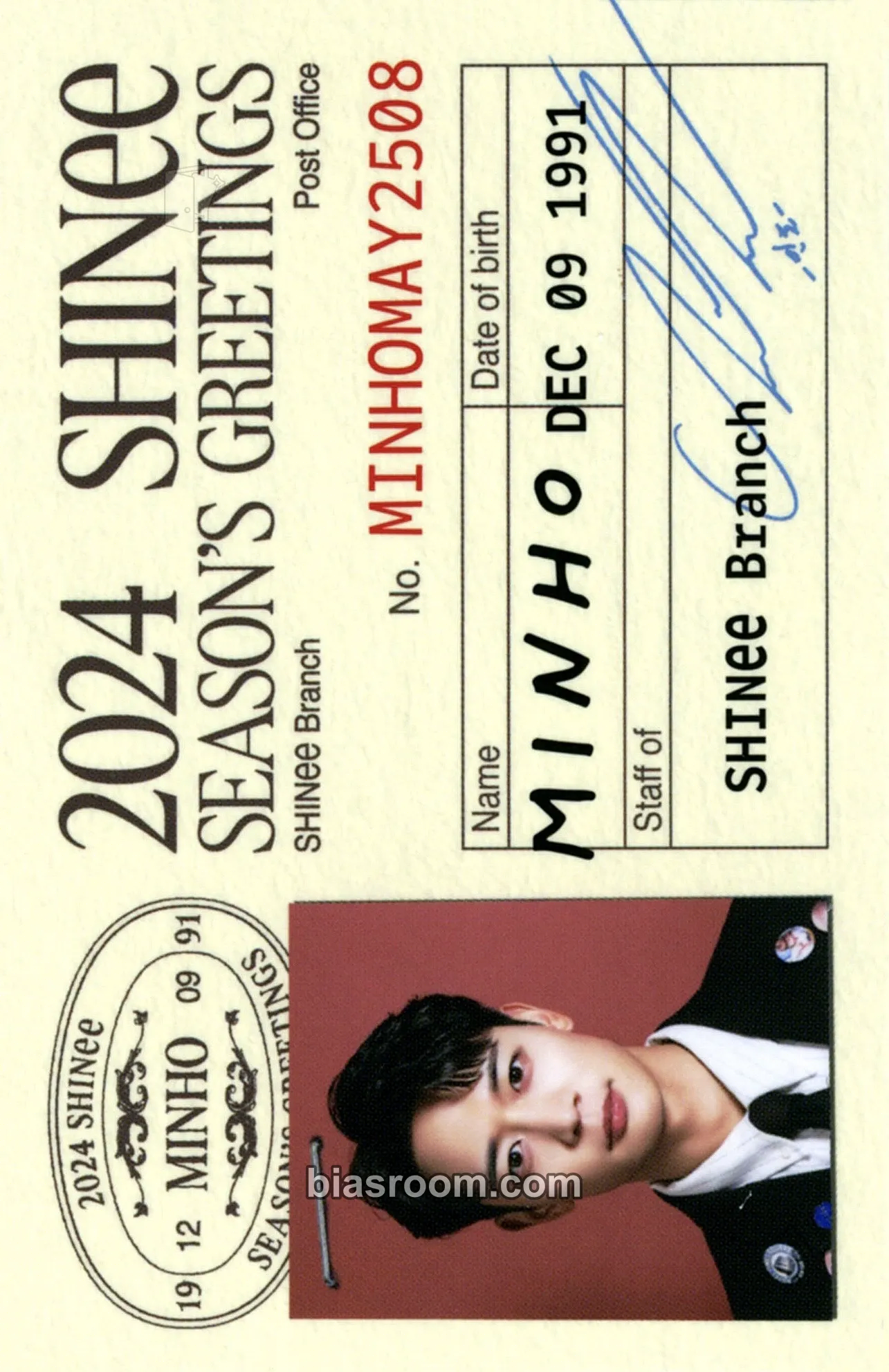 Minho SHINee 2024 Season's Greetings Photocard - SHINee - SHINee K-pop photocard