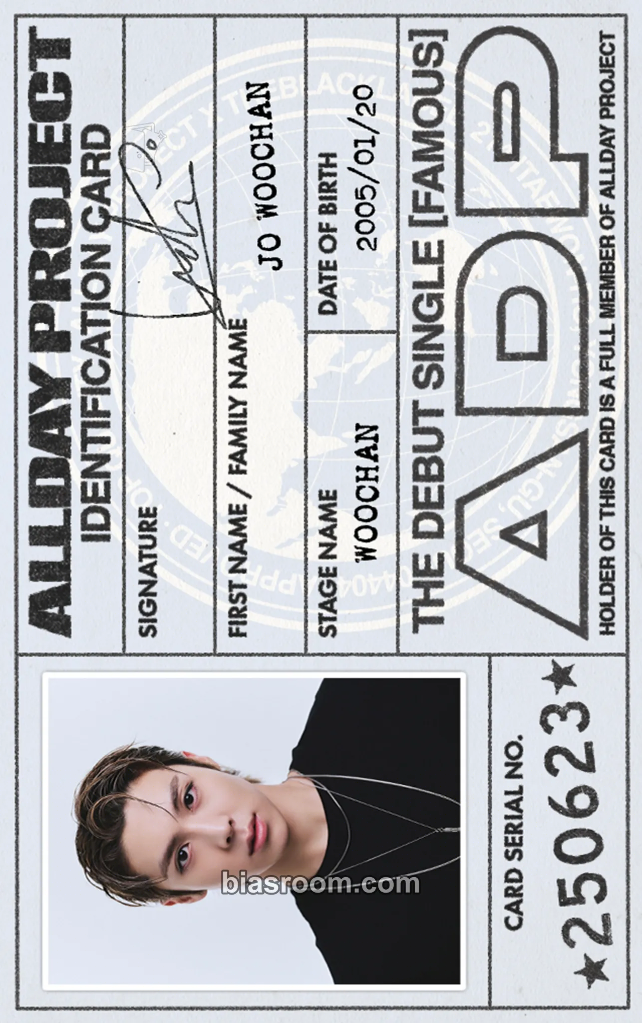 Woochan FAMOUS Photocard - ALLDAY PROJECT - ALLDAY PROJECT K-pop photocard