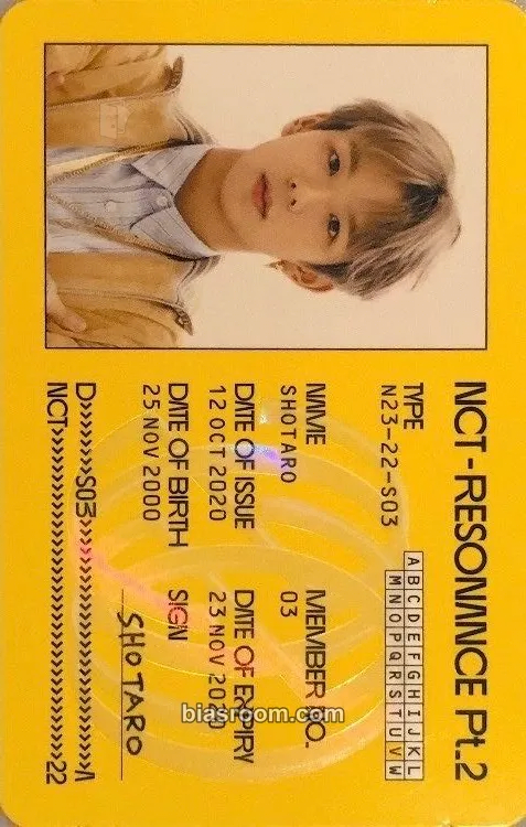 Shotaro NCT 2020 Resonance Pt.2 Photocard - NCT - NCT K-pop photocard