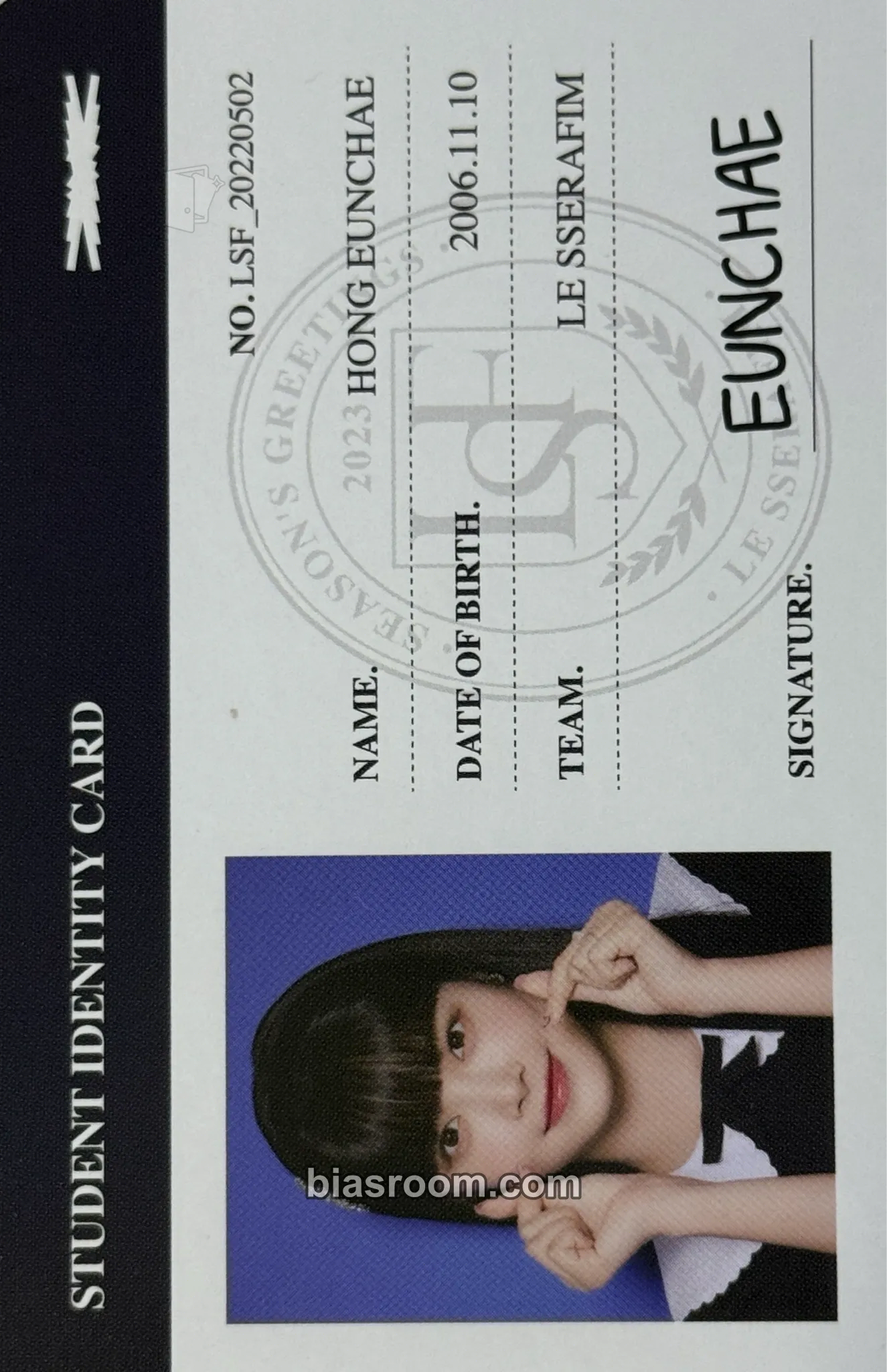 Hong Eunchae 2023 Season's Greetings ‘Class of 2023’ Photocard - LE SSERAFIM - LE SSERAFIM K-pop photocard