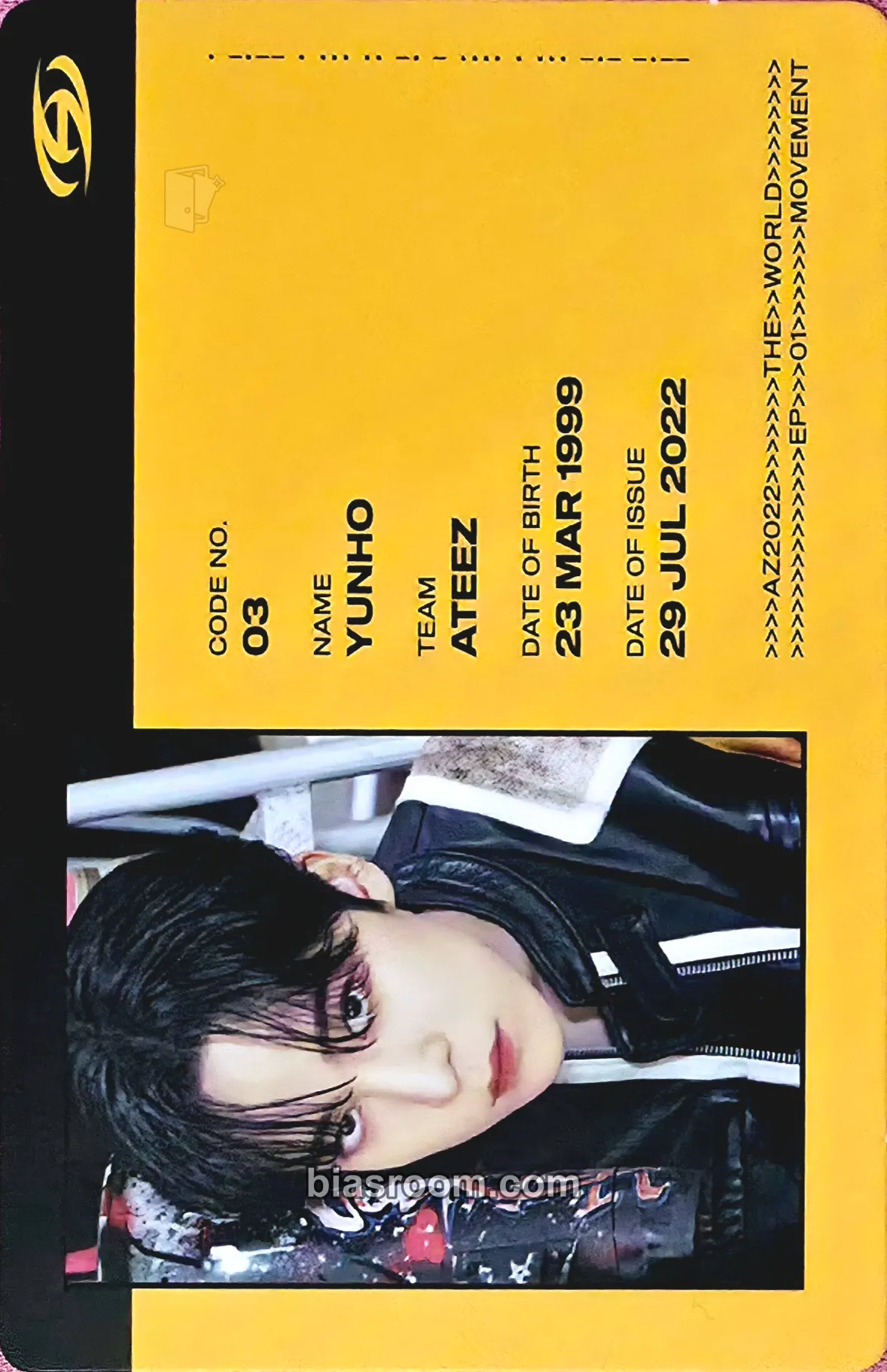 Yunho THE WORLD EP.1 : MOVEMENT Photocard - ATEEZ - ATEEZ K-pop photocard