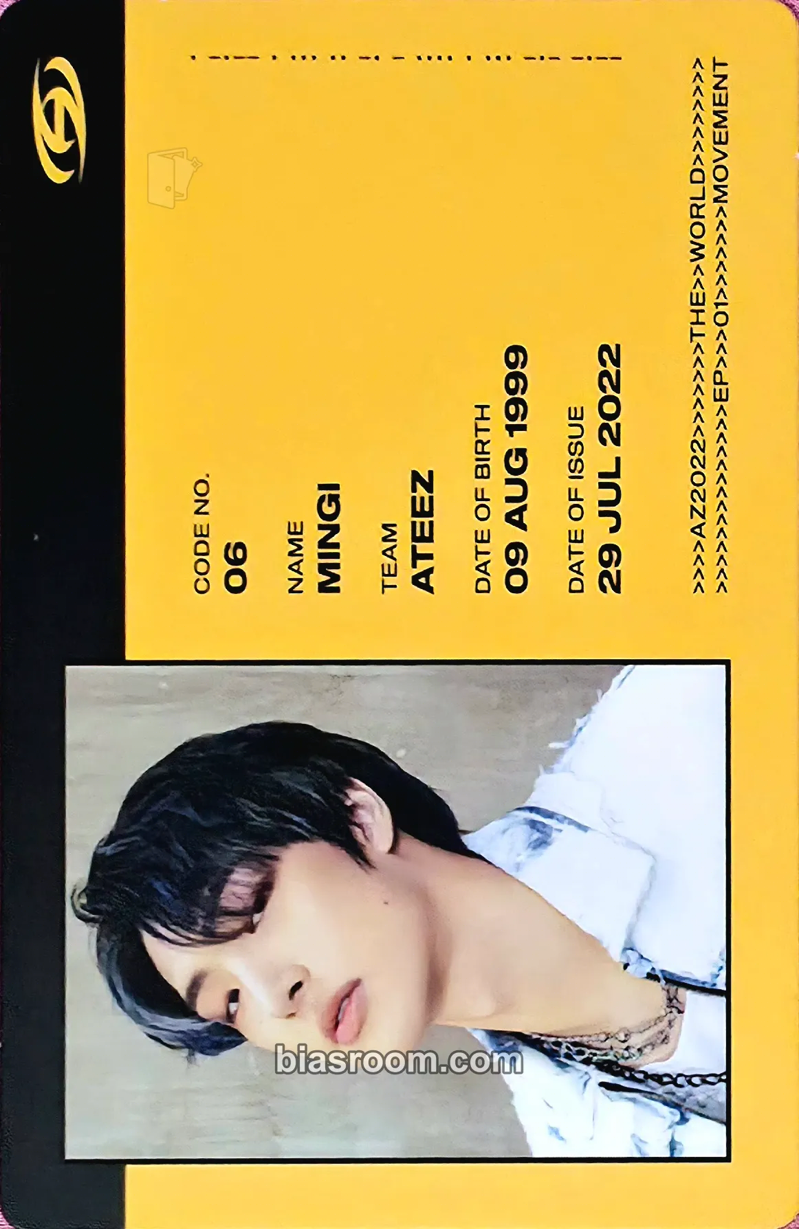 Mingi THE WORLD EP.1 : MOVEMENT Photocard - ATEEZ - ATEEZ K-pop photocard