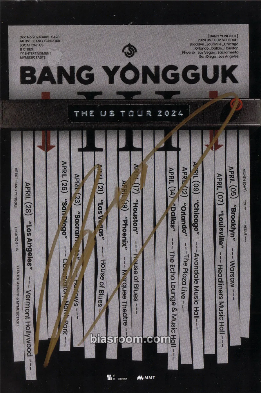 Yongguk BANG YONGGUK III The US Tour 2024 Photocard - BANG&JUNG&YOO&MOON - BANG&JUNG&YOO&MOON K-pop photocard