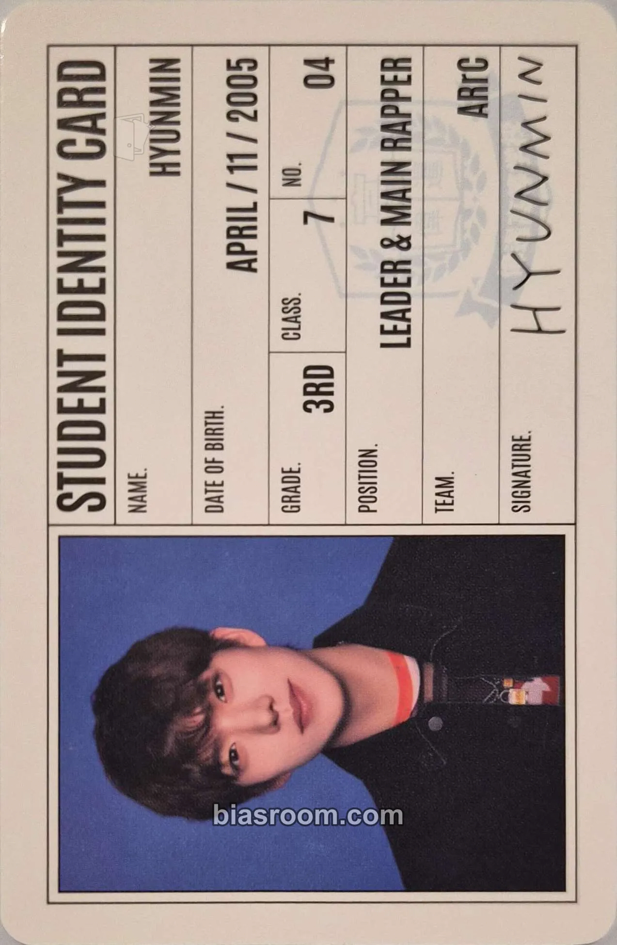 Hyunmin HOPE Photocard - ARrC - ARrC K-pop photocard