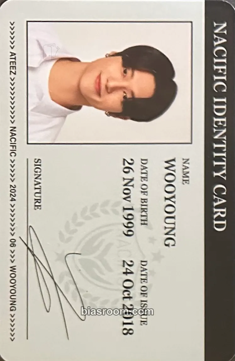 Wooyoung NACIFIC × ATEEZ Photocard - ATEEZ - ATEEZ K-pop photocard