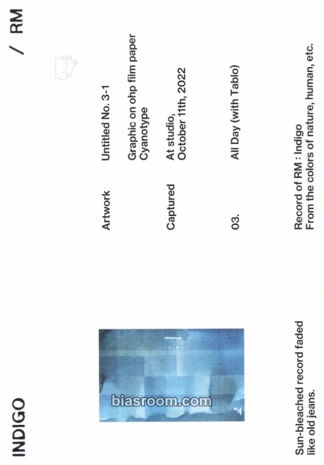 BTS - RM - Indigo Album solo album postcard weverse album version