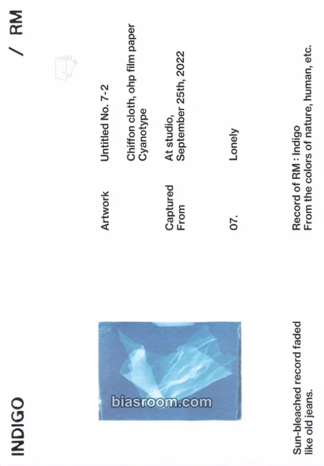 BTS - RM - Indigo Album solo album postcard weverse album version