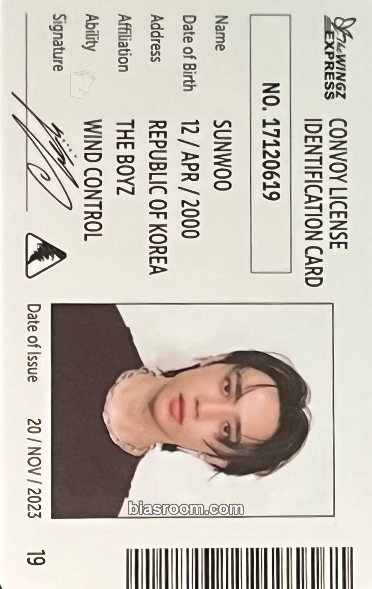 Sunwoo Phantasy Pt. 2: Sixth Sense Photocard - THE BOYZ - THE BOYZ K-pop photocard