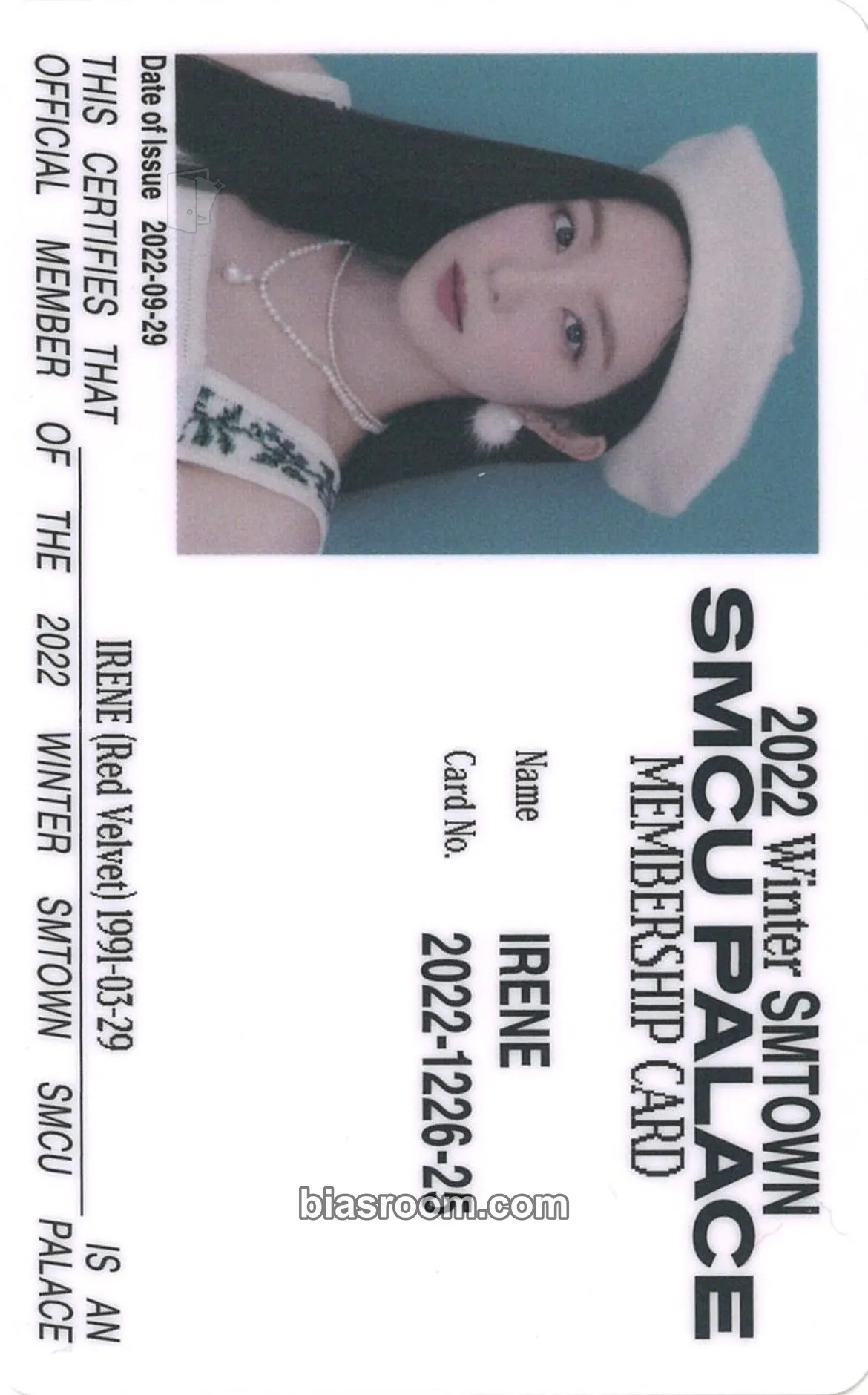 Irene 2022 Winter SMTOWN : SMCU PALACE Photocard - Red Velvet - Red Velvet K-pop photocard