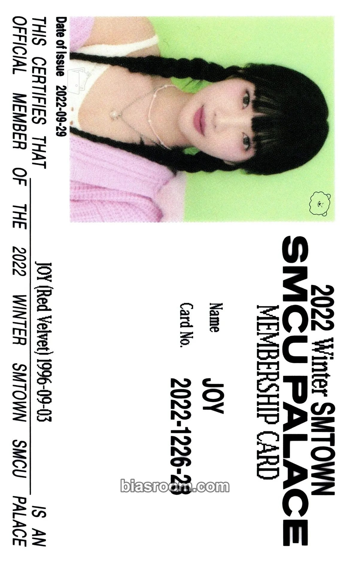 Joy 2022 Winter SMTOWN : SMCU PALACE Photocard - Red Velvet - Red Velvet K-pop photocard