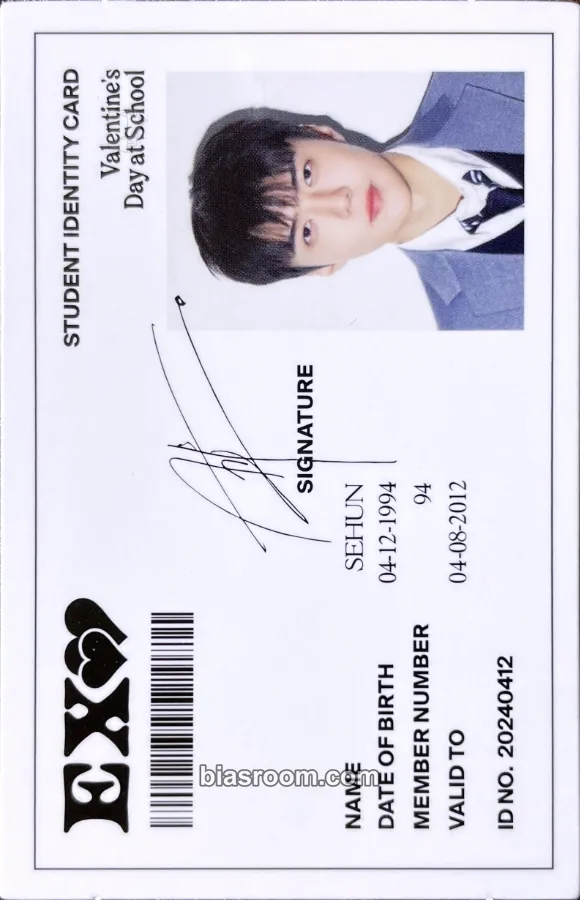 Sehun 2024 EXO Season's Greetings — Valentine's Day at School Photocard - EXO - EXO K-pop photocard