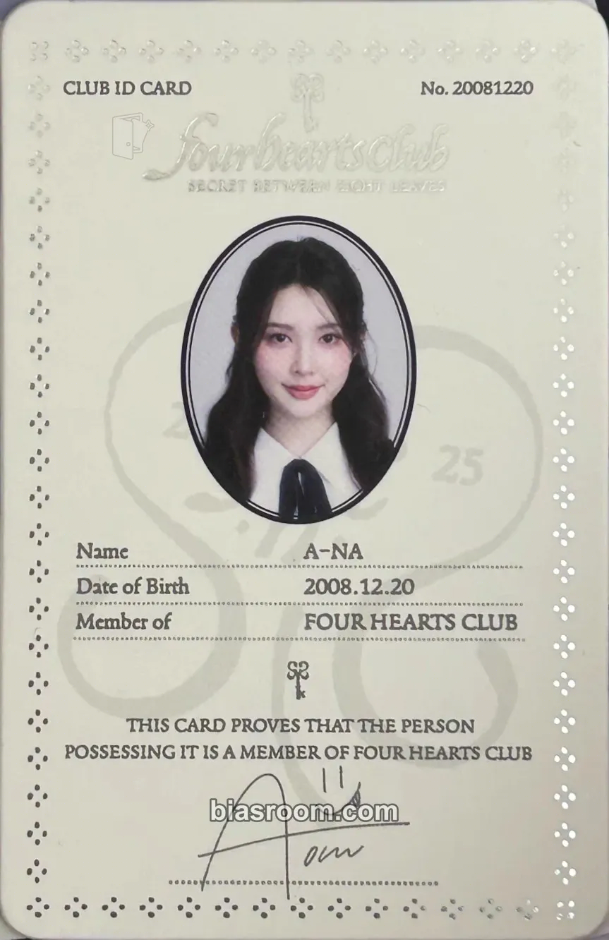 A-na Four Hearts Club Official MD Photocard - Hearts2Hearts - Hearts2Hearts K-pop photocard